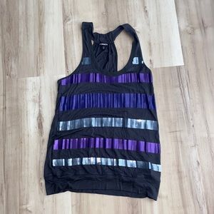 EUC Express Purple & Silver Sequin Banded Tank